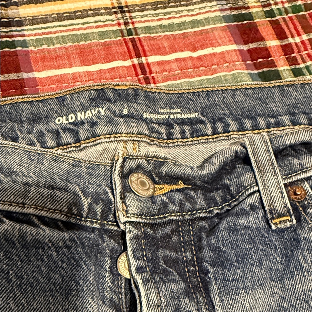 Old Navy High Rise Slouchy Straight Blue Denim Jeans